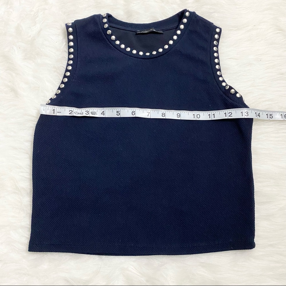 ZARA Navy Studded Top - Picture 4 of 6